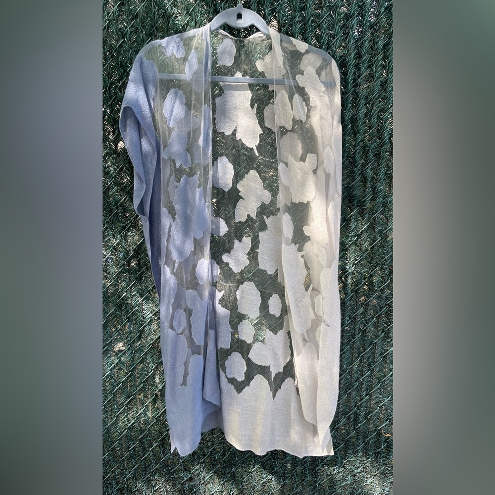 Sheer Kimono Blue Flowers